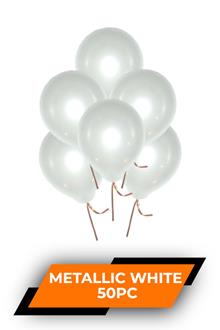 Hb Metallic Balloon White 50pc